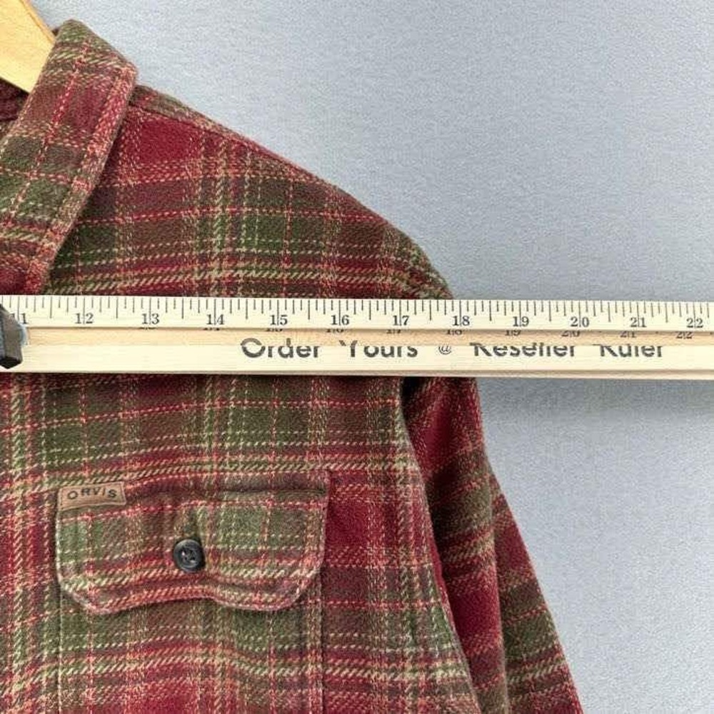 Orvis Heavyweight Red Green Plaid Flannel Button Up Shirt Jacket‎ Pockets XL - Picture 7 of 10